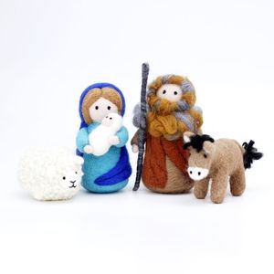 Kits de crèche DIY en feutre de <span class=keywords><strong>laine</strong></span> : Joseph, Marie, Jésus bébé, mouton et âne – Kit de démarrage pour feutrage à l'aiguille - Product Image 3