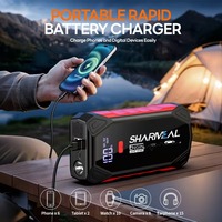 SHARMEAL Fabricant OEM&ODM Démarreur de Voiture Portable 4-en-1 avec Batterie au Lithium 6000mAh 12V 2000A et Power Bank