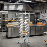 Équipement de boulangerie, chariot à plateaux alimentaires en acier inoxydable à 15 étages, 15 niveaux, 1/1 GN, roulettes robustes à 4 roues