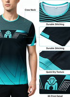 Nouveau T-shirt de sport classique pour homme en polyester, respirant et anti-humidité, idéal pour le badminton et la course à pied, avec sublimation de qualité.
