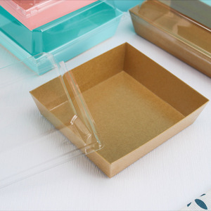 Tùy Chỉnh Trong Suốt Bánh Tráng Miệng Hộp Rõ Ràng PVC Nắp Bánh Tráng Miệng Cookie <span class=keywords><strong>Macaron</strong></span> Pastry Giấy Bao Bì Dập Nổi Thiết Kế Cho Sushi - Product Image 2