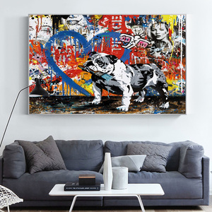Quadro su tela con graffiti astratti di un cucciolo, arte di strada, <span class=keywords><strong>poster</strong></span> <span class=keywords><strong>e</strong></span> stampe, immagine di animale per soggiorno - Product Image 3