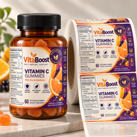 Étiquettes personnalisées pour bouteilles de vitamines, autocollantes en rouleau, imperméables, en BOPP avec vernis sélectif UV, pour l'emballage de compléments alimentaires