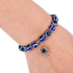 Pulsera de la <span class=keywords><strong>amistad</strong></span> con cuentas de ojo de diablo Fátima para mujer, joyería elástica Retro, superventas - Product Image 2