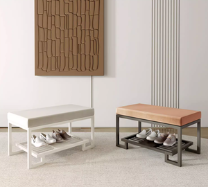 Zapatero integrado de estilo chino, Banco de entrada de cuero, gabinete de zapatos para el nuevo hogar, taburete de viento para mantequilla, otomanos para apartamento - Product Image 5