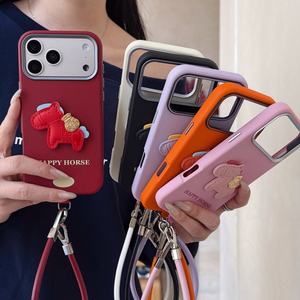 เคสลาย<span class=keywords><strong>การ์ตูน</strong></span>สไตล์จีนพร้อมสายคล้องมือถือ<span class=keywords><strong>หนัง</strong></span> PU สำหรับ iPhone 17 Pro Max 17 Air 16 Pro 15 PLUS 13เคสดีไซน์รูปม้า - Product Image 2