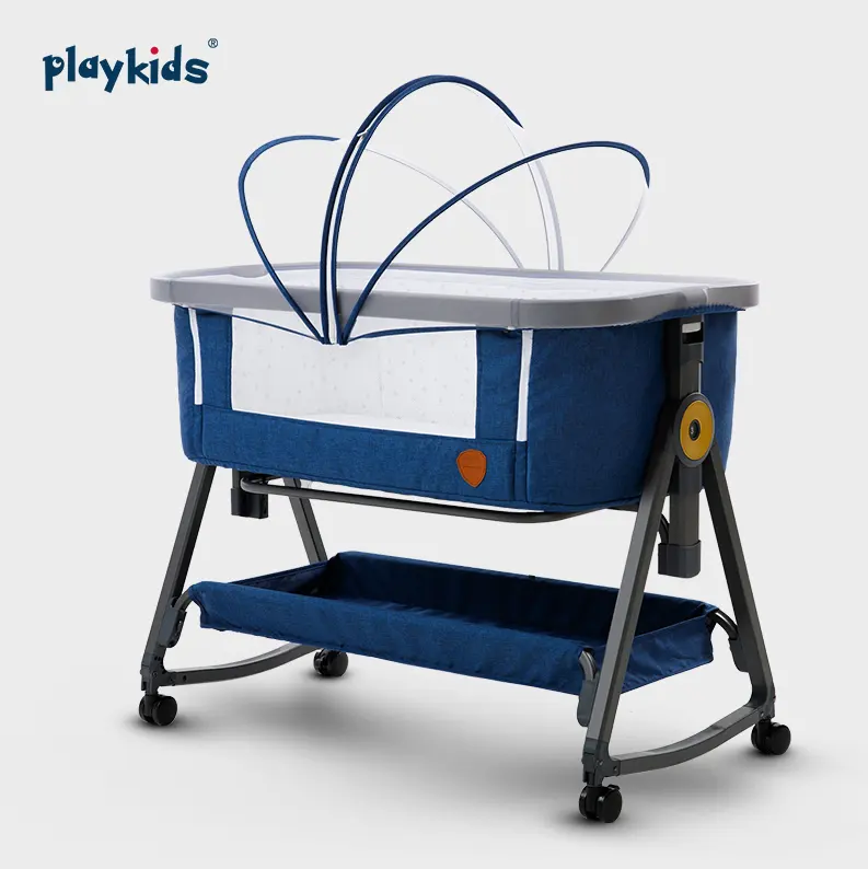 Set Tempat Tidur Bayi, Playkids /2020 Paduan Aluminium/Bassinet Dapat Disesuaikan/Set Tempat Tidur Samping Tempat Tidur/Tempat Tidur Bayi