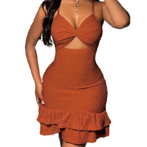Vestido Midi Halter Sexy de Moda para Mujer, con Aberturas, Color Sólido, Sin Mangas, Cintura Natural, Elegante y Ajustado, Venta al por Mayor - Product Image 2