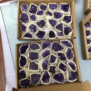 Wholesale natural amethyst crystal cluster raw gemstone healing stones Home Office Ornament Decorative Amethyst block with box