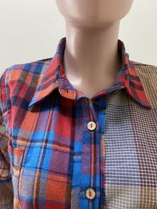 Wholesale Vintage Boho Chic Floral <strong>Overshirt</strong> for <strong>Women</strong> Casual Summer Patchwork Plaid Shirt for Autumn and Spring Seasons - Product Image 4