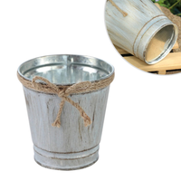 Rétro Vintage Corde Artisanat Étain Métal Fer Baril Fleur Seau Pot Suspendu Balcon Jardin Succulent Cactus Plante Planteur Décor