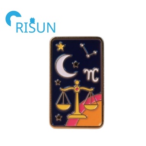 Astrologia capricorno Libra Aries spilla stropicciante segno astrologico costellazione spille in smalto distintivi personalizzato stella segno zodiacale - Product Image 3
