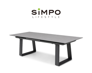 Ensemble <span class=keywords><strong>de</strong></span> mobilier d'extérieur haut <span class=keywords><strong>de</strong></span> gamme SIMPOLIFESTYLE, table extensible en pierre frittée et aluminium <span class=keywords><strong>PARIS</strong></span>, pour jardin, salle à manger, balcon - Product Image 1