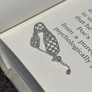 Anillo de Plata de Ley S925, Diseño Italiano, Tejido de Encaje, Simple y Moderno, Anillo Extensible, Diseño de Nicho, Incrustaciones Finas, Accesorio para la Cabeza - Product Image 5