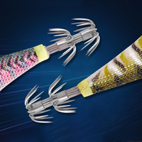 Vente en gros de leurres de pêche rigides en plastique pour crevettes et calmars, leurres à calmar de 0,6 oz avec lèvre, appâts artificiels à hameçons pour la pêche en eau salée en haute mer