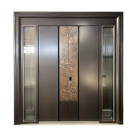 Porte de sécurité extérieure pour maison intelligente, construction en acier inoxydable, prévention des incendies, insonorisée, relief 3D chinois, chambre à coucher, garantie 5 ans