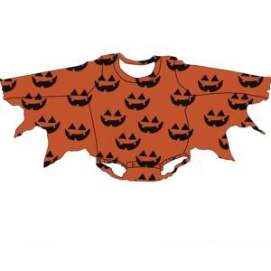 Al por mayor: Pelele unisex para bebé con estampado de calavera de Halloween, mangas con volantes, alas, efecto tie-dye, de algodón orgánico/poliéster y botones a presión - Product Image 3