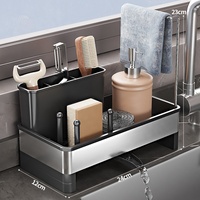 Support de rangement multifonctionnel en métal sur pied pour serviettes de cuisine, non pliable, organisateur de bouteilles, compatible avec les robinets d'évier et la vidange
