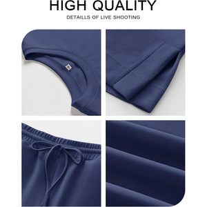 Conjuntos de Salón para Mujer de 2 Piezas, Trajes Deportivos de Manga Corta, Conjuntos a Juego, Pantalones de Pierna Ancha, Transpirables e Informales para Verano - Product Image 6