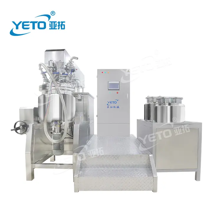 Máquina mezcladora emulsionante al vacío de elevación de alta calidad con pantalla táctil, máquina para hacer crema de jabón líquido cosmético