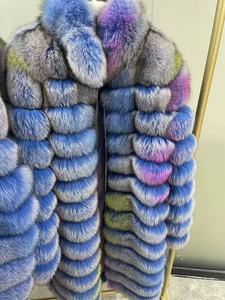 Offre Spéciale personnaliser multicolore mode recadrée moelleux manteau de fourrure avec fermeture éclair femmes réel fourrure de renard Bomber veste courte hiver - Product Image 4