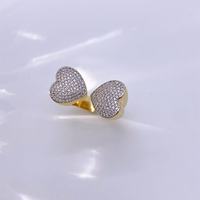 Nouvelle collection 2025 : Parure de bijoux en laiton plaqué or, motif cœur, style minimaliste exagéré, pour femme (bracelet et bague) – Idéal pour la vente en gros