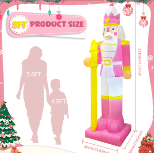 <span class=keywords><strong>Soldat</strong></span> <span class=keywords><strong>Casse</strong></span>-<span class=keywords><strong>Noisette</strong></span> Gonflable en Uniforme <span class=keywords><strong>Rose</strong></span> avec Couronne Dorée et Sceptre Lumineux à LED Intégrée pour Entrée de Jardin de Noël - Product Image 6