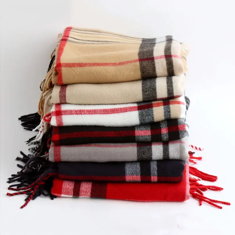 2021 Wholesale custom print logo plaid luxury soft men woman winter scarf pashmina cashmere scarf for women winter
