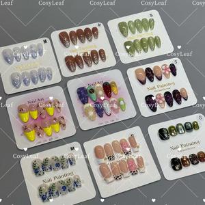 <span class=keywords><strong>Uñas</strong></span> Postizas de Lujo Hechas a Mano al por Mayor, 10 Piezas, Material ABS de Alta Calidad, Diseño Mixto, Patrones Cuadrados, Almendrados y Stiletto para Dedos - Product Image 2