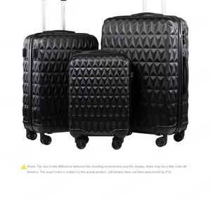 Customs Lock Spinner <strong>Suitcase</strong> 3-Piece Set 20 24 28 Inch Durable <strong>Large</strong> Capacity <strong>Black</strong> Trolley Wheels Scratch Resistant - Product Image 6