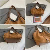 Bolso Tote de Gamuza, Bolso de Mano de Cuero Vegano Nubuck, Bolso de Hombro Extra Grande, Gros Sac a Main Pour Femme, Bolso Tote para Mujer con Bolsa Interior AE01