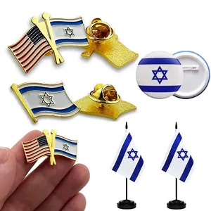 Serbest kalıp özel abd abd İsrail İngiltere dostluk yurtsever rozeti Metal yaka emaye broş İsrail bayrağı Pin için şapka giyim çantası