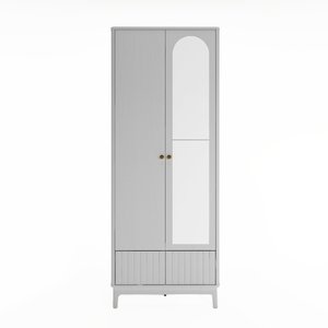 Modern Slatted <b>Sideboard</b> Cabinet with Open Shelves and <b>Metal</b> Legs for Living Dining Room - Product Image 1