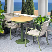 Ensemble de trois pièces de meubles de jardin imperméables, table de loisirs et chaise en métal pour cour extérieure et balcon