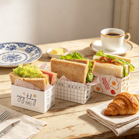 Boîte à sandwich jetable en gros, emballage pour toasts, prix d'usine, étui à petit-déjeuner en carton blanc, personnalisable avec logo, faible MOQ