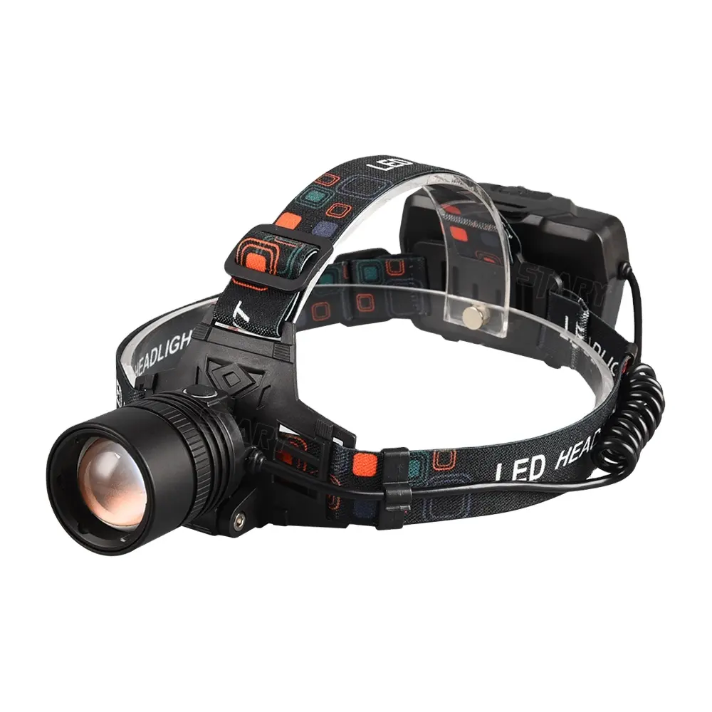 STARYNITE-linterna frontal led recargable, potente, de largo alcance, 1200 lúmenes, XHP50, con zoom