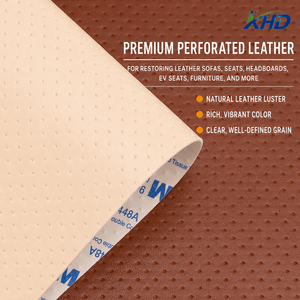 Tissu de réparation en <span class=keywords><strong>cuir</strong></span> synthétique PVC perforé avec support <span class=keywords><strong>auto</strong></span>-adhésif 3M haute viscosité pour canapé, siège de voiture et intérieur automobile - Product Image 2