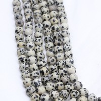 Perles en vrac de jaspe dalmatien naturel, directement de l'usine, marque HX, pour la fabrication de bijoux DIY, pierre noire tachetée, fournitures de gros