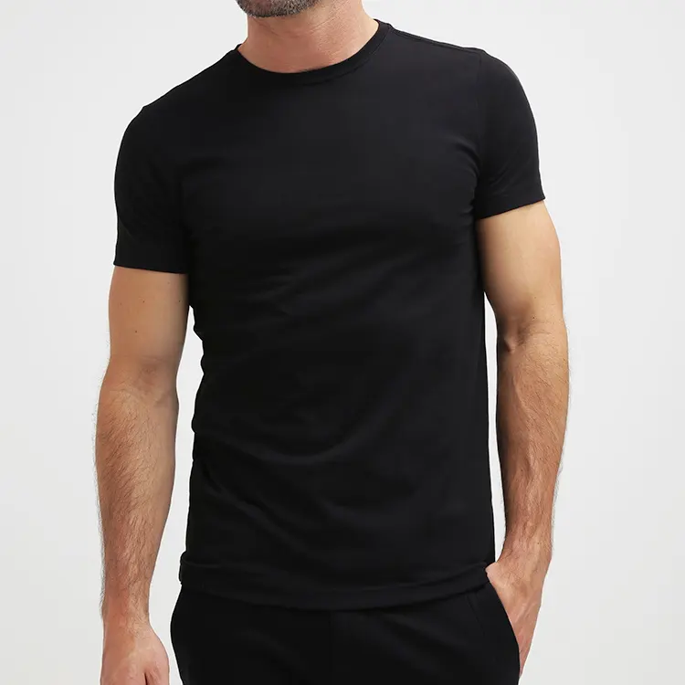 T-shirt homme en coton biologique, Slim et personnalisé, vêtement de gymnastique