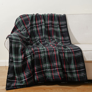 <span class=keywords><strong>Plaid</strong></span> en flanelle à carreaux double couche, grammage lourd, doublé <span class=keywords><strong>fausse</strong></span> <span class=keywords><strong>fourrure</strong></span>, confortable pour la sieste hivernale, pour canapé et chambre - Product Image 1