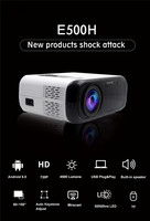 Projecteur intelligent LED WiFi Android 9.0 6000 Lumens E501H 2K 4K avec correction automatique de la distorsion trapézoïdale, portable pour home cinéma