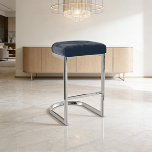 Rahat Ergonomik Bar Taburesi Beyaz Döşemeli Koltuk Krom Çerçeve Ayak Dayama Yeri ABD Ev Barı için Dayanıklı - Product Image 1