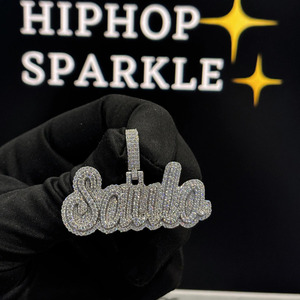 Custom 2 Inch <b>Name</b> Pendant Iced Out Moissanite Diamonds 925 Sterling Silver Hip Hop Style Luxury Jewelry <b>Chain</b> Pendant Statement - Product Image 1
