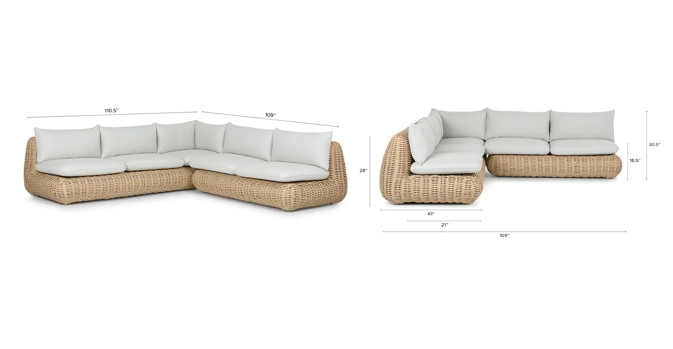 L shape villa furniture  large size rattan sofa set wicker sectional set sofa