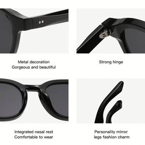 Gafas de Sol Redondas Retro 2025 con Logotipo Personalizado, Montura Pequeña, Protección UV400, Anti Luz Azul, Remaches, Ovaladas, para Hombre y Mujer - Product Image 5