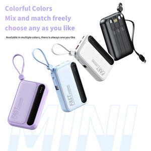 พาวเวอร์แบงค์พกพาขนาดเล็ก 20000mAh ชาร์จเร็ว พร้อมสายในตัว ชนิด Type C ใช้ได้กับทุกอุปกรณ์ เหมาะสำหรับการเดินทาง - Product Image 1