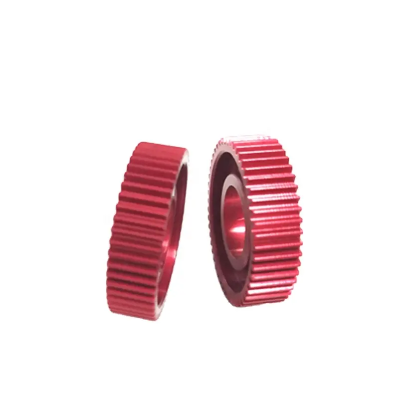 Custom High Precision Red Anodized Aluminum Spur Gear