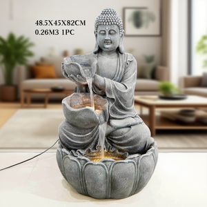 Fontaine d'eau <span class=keywords><strong>Bouddha</strong></span> assis <span class=keywords><strong>Zen</strong></span> avec lumière LED, cascade relaxante en polyrésine <span class=keywords><strong>pour</strong></span> décoration intérieure/extérieure de <span class=keywords><strong>jardin</strong></span> et maison - Product Image 3