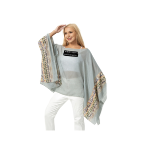 Haut de maillot de bain à manches brodées en patchwork géométrique 135x140cm - Product Image 2