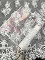Dentelle Chantilly de 3 mètres avec pierres, tissu en dentelle française pour la confection de robes de mariée